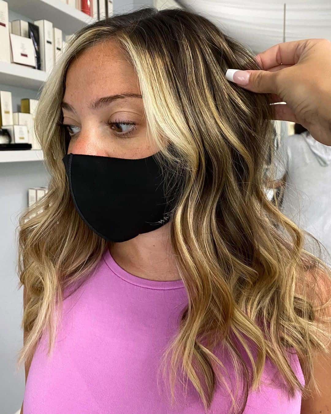Medium Long Brown Hair With Front Highlights Color