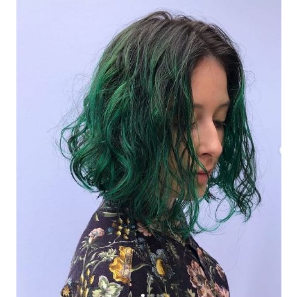 Mermaid Green Curly Bob Hair