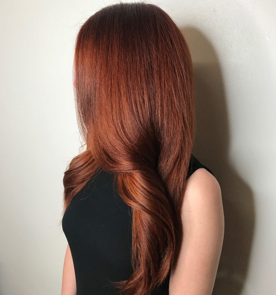 Mermaid-like Copper Highlights for Straight Long Hair