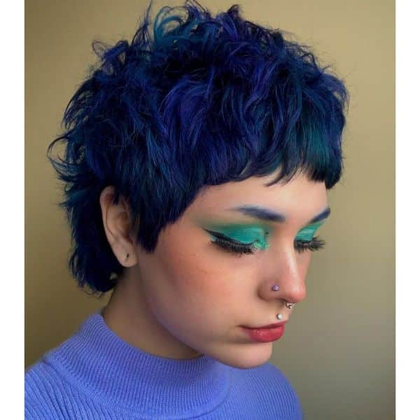  Messy Dark Blue Pixie Short Hairstyle