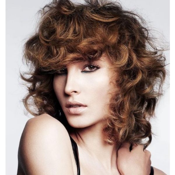 Messy Shaggy Medium Haircut For Brown Balayage Hair