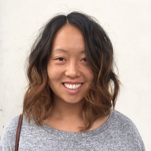 Messy shoulder-length hair with a sandy brown ombre