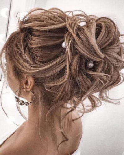Messy Updo With Pearl Detail