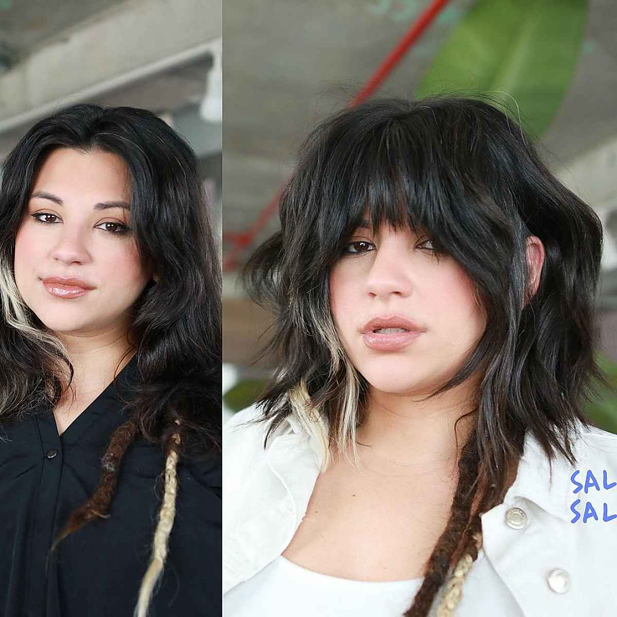 Messy wavy layered bob hairstyle