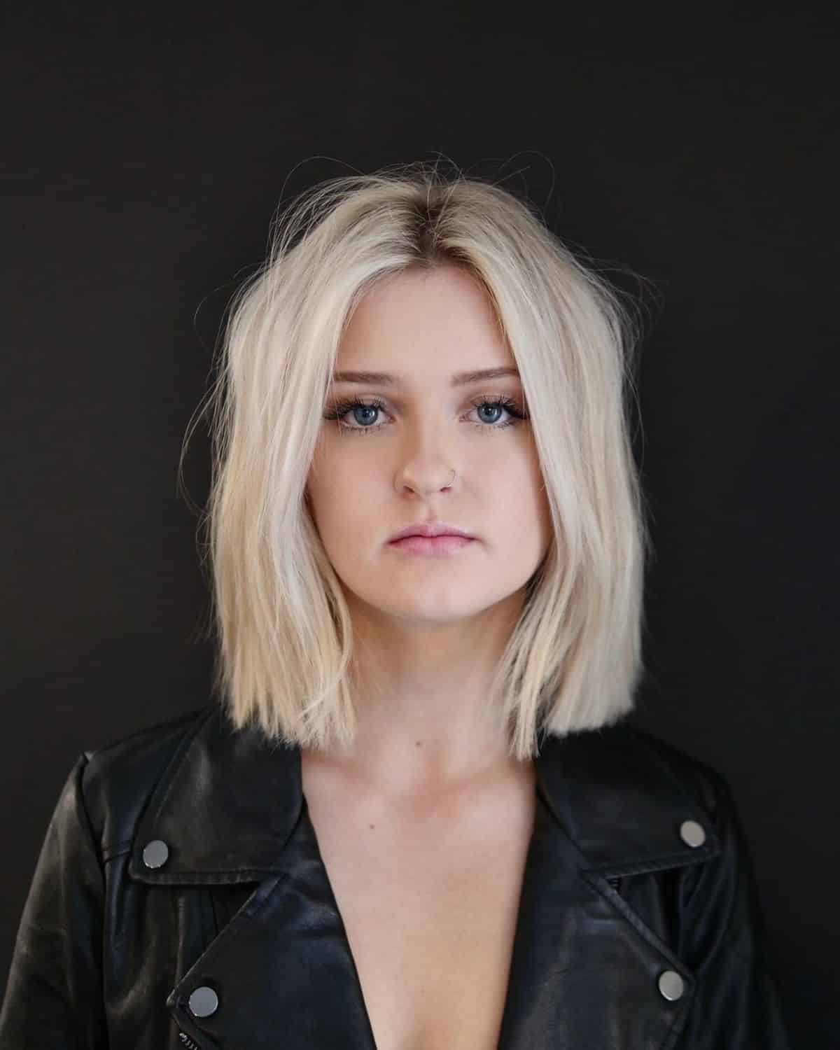 Mid-length bob cut and square face