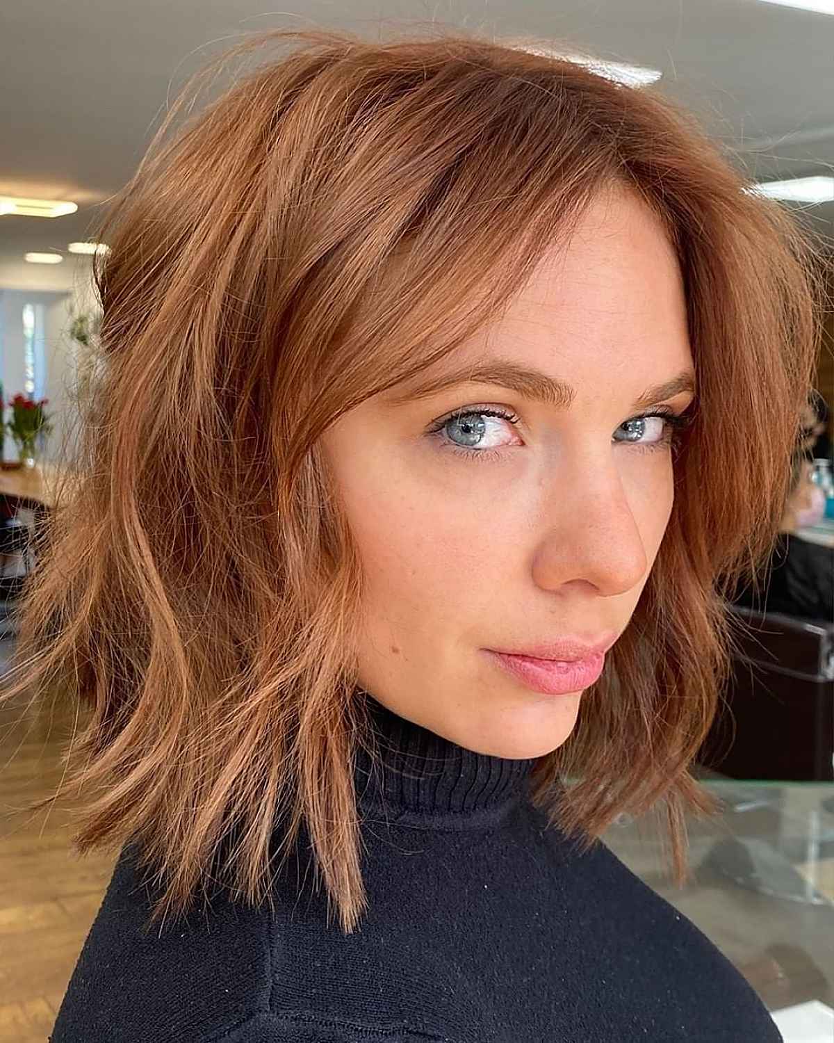 Mid-Length Chop with Internal Layers for Fine Hair
