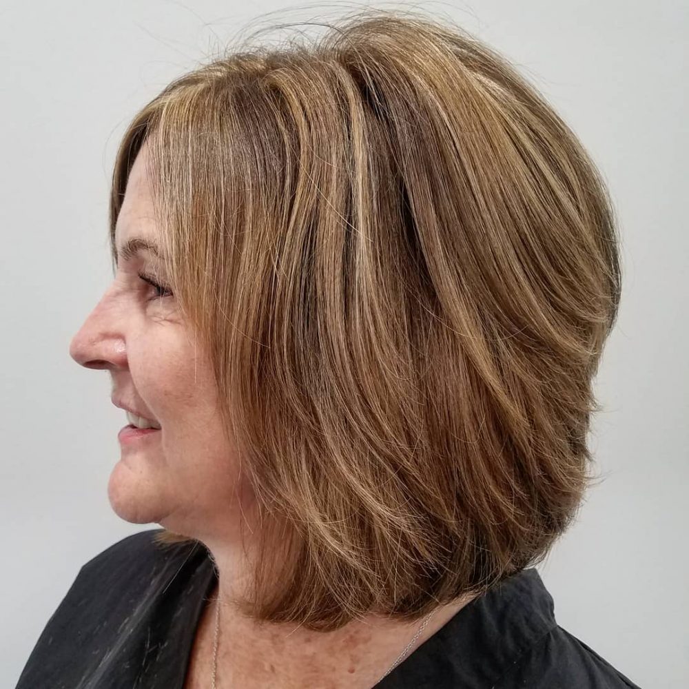 Mid-Length Cut for Women Over 50 with Thick Hair