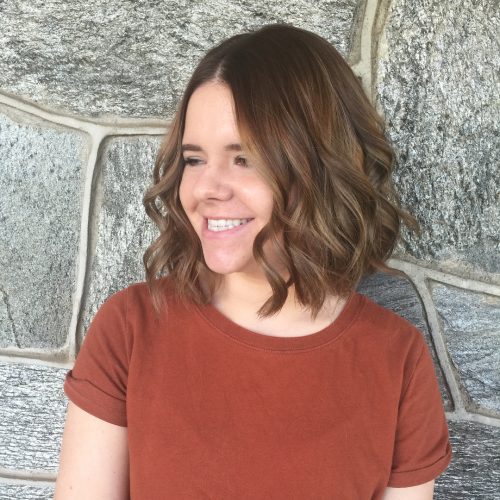 Middle part bob with a Fall-Inspired Red and Brown Ombre