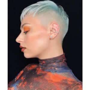 Mint Blonde Pixie Cut With Shaved Sides