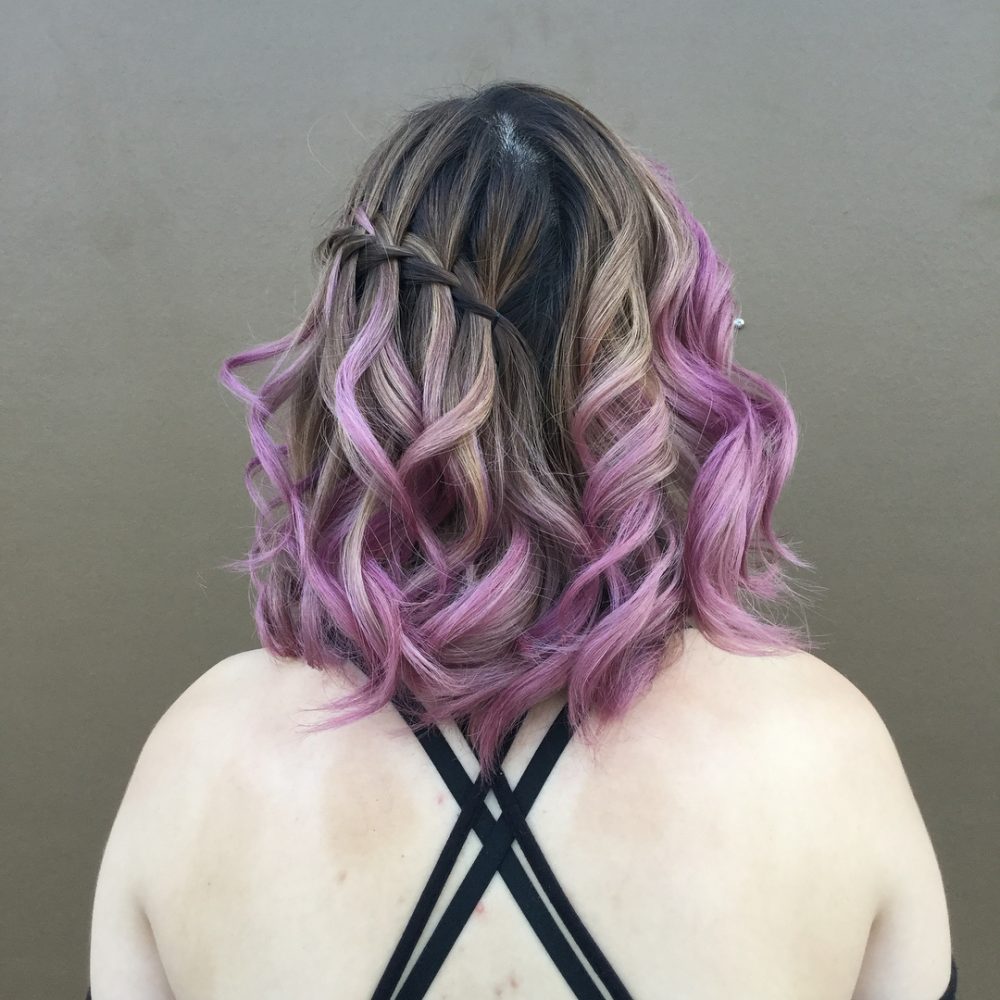 Mocha to raspberry ombre mermaid hair