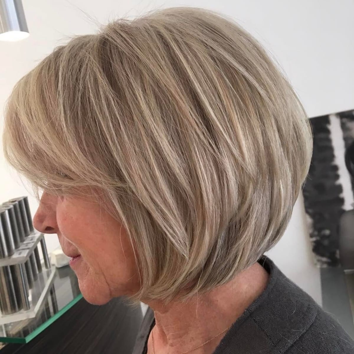 Modern dishwater blonde hair for older women