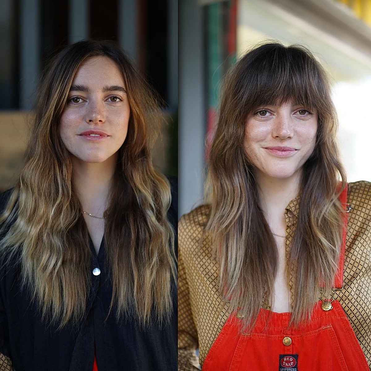 Modern Shag with Choppy Layers and Thick Bangs