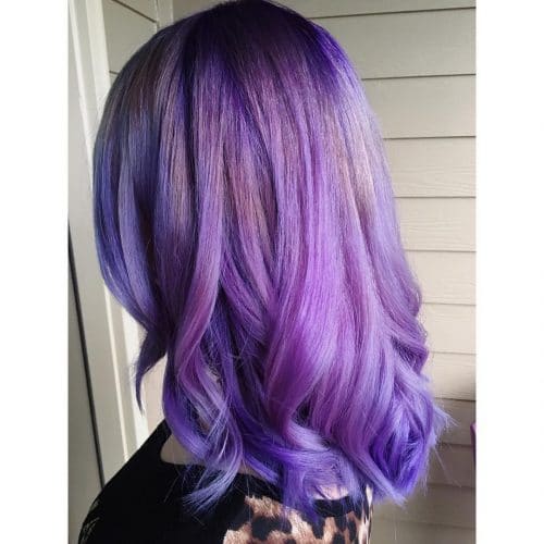 Multi-Dimensional shoulder-length purple hair
