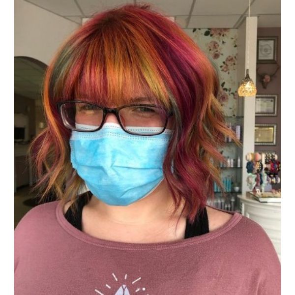 Multicolored Bob Hairstyle With Fall Colors