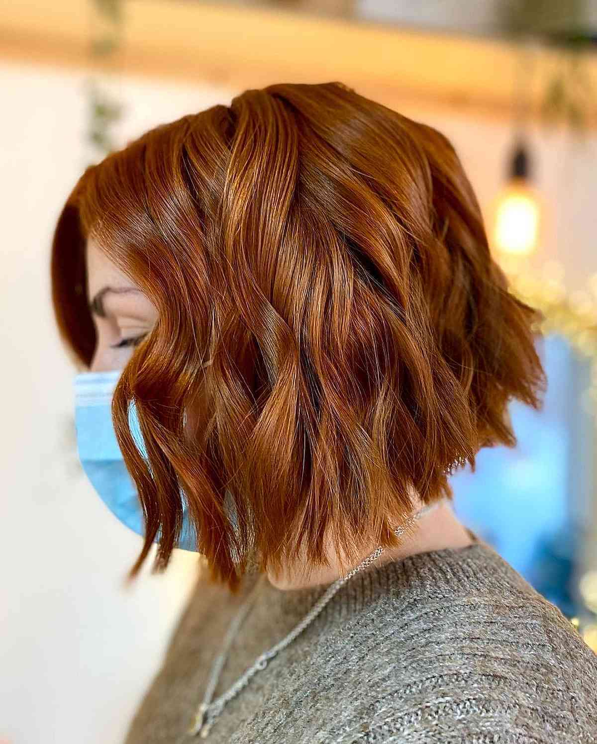 Natural Auburn Hair with Waves for Short Hair