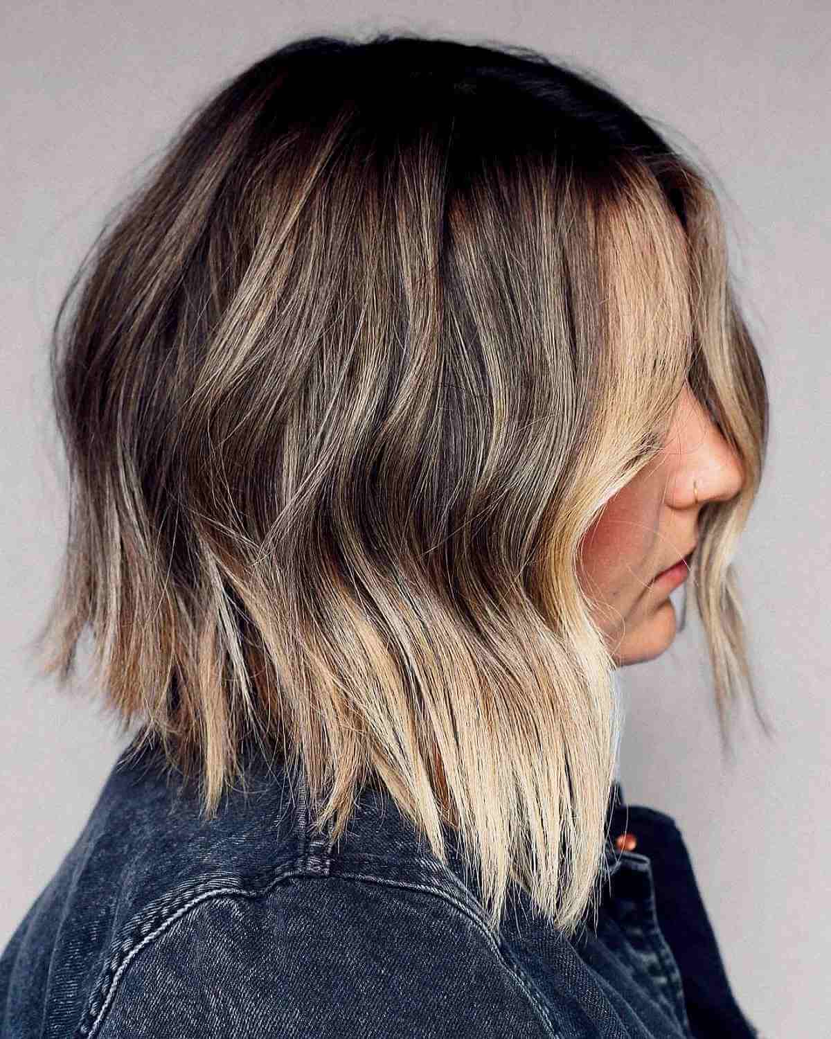 Natural Dark Roots to Light Blonde Ombre for Short Hair