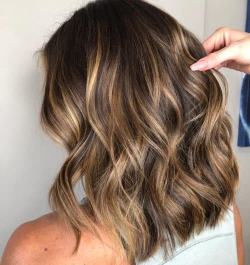 Natural-Looking Honey Brown Balayage on Medium-Length Hair