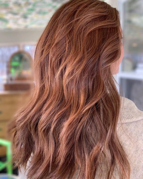 Natural Red Color with Caramel Balayage
