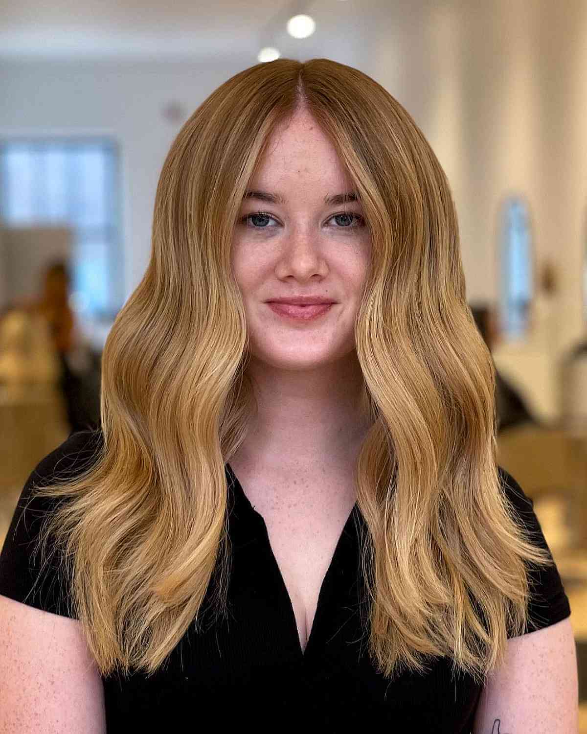 Natural Strawberry Blonde with Highlights for Fair Skin