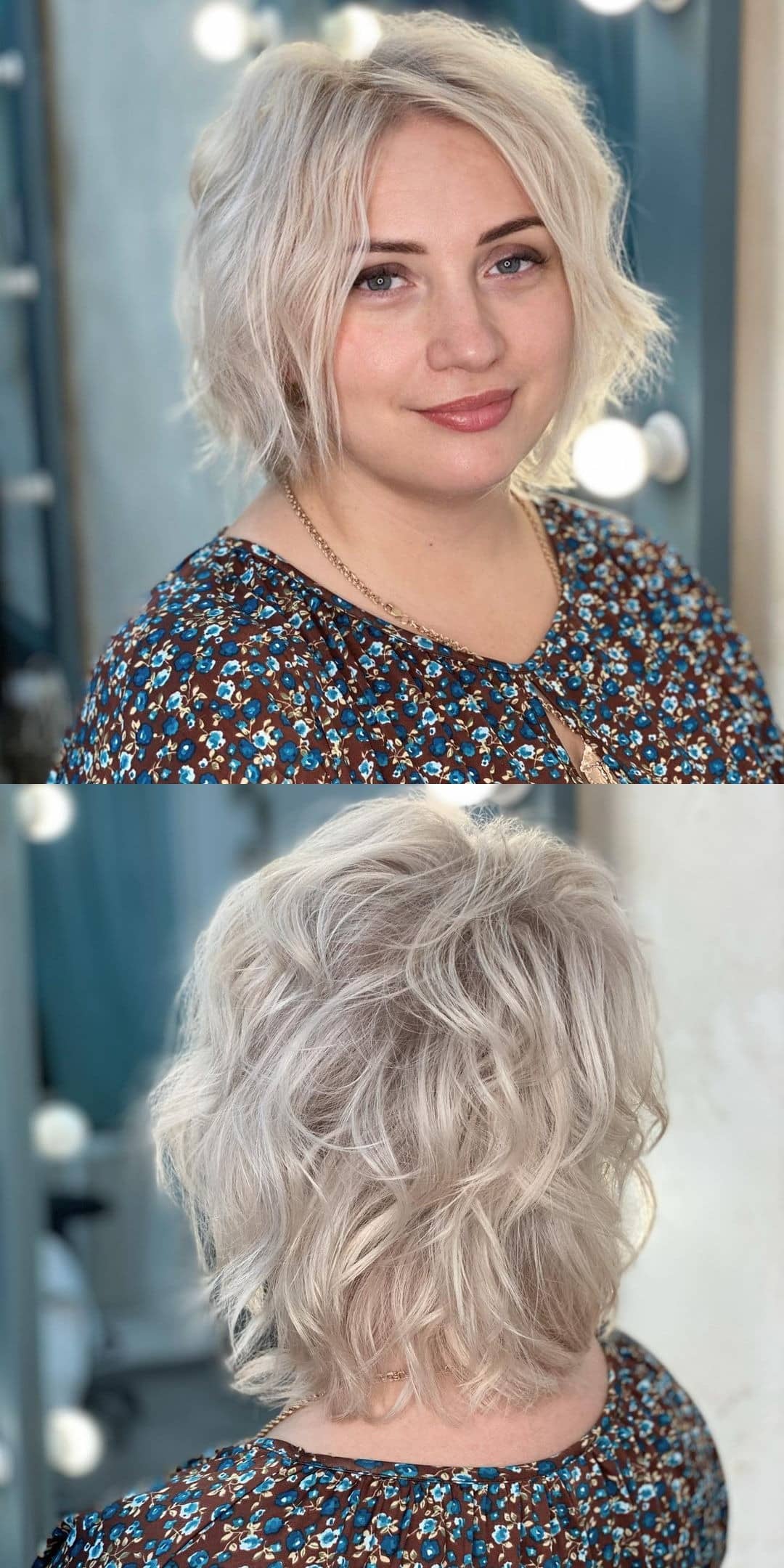 Neck-length choppy bob for fine hair and round face