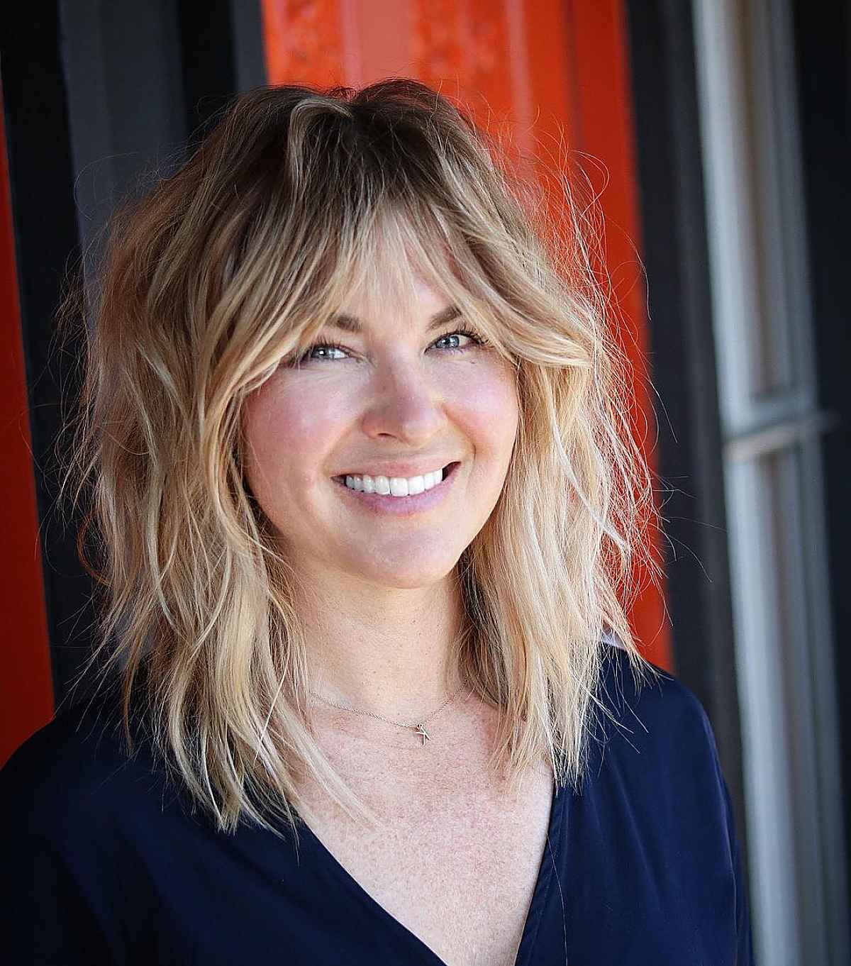 ombre mid-length shag with bangs