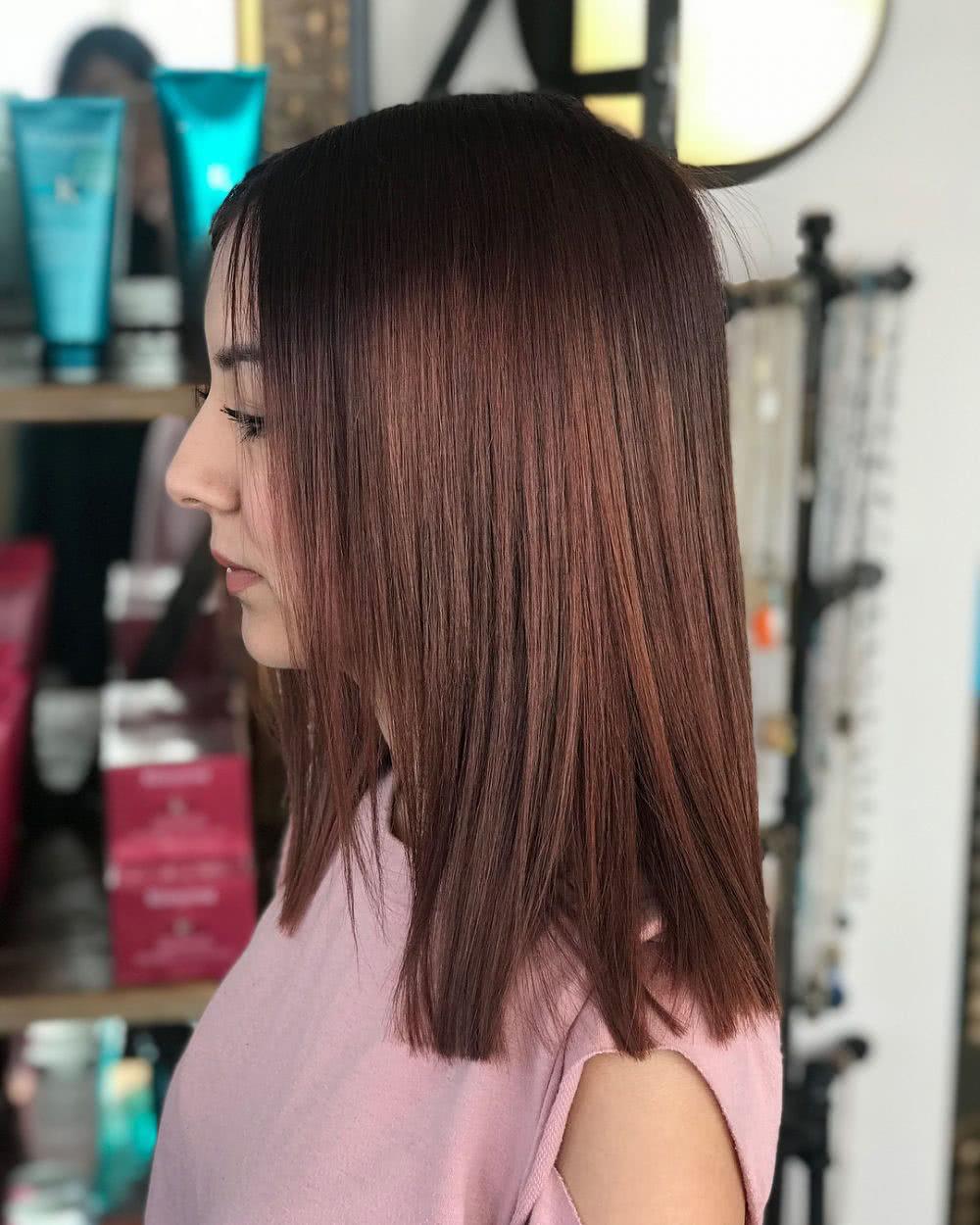 One-Length Lob with Blunt Ends Medium Hairstyle