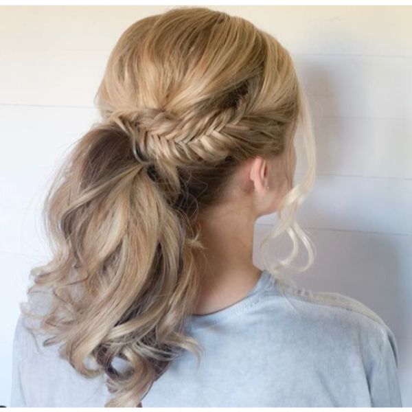 Party Ponytail Bride Updo for Medium Blonde Hair