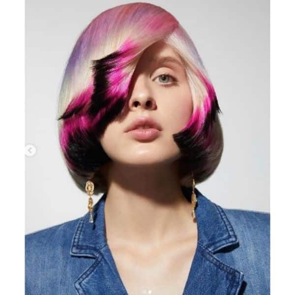 Pastel Colored Curly Bob