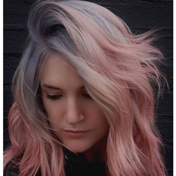 Pastel Colored Medium Haircut For Wavy Hair