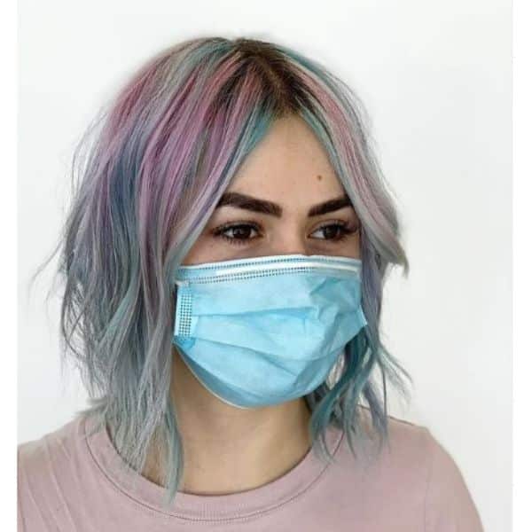 Pastel Colored Medium Haircut With Subtle Waves