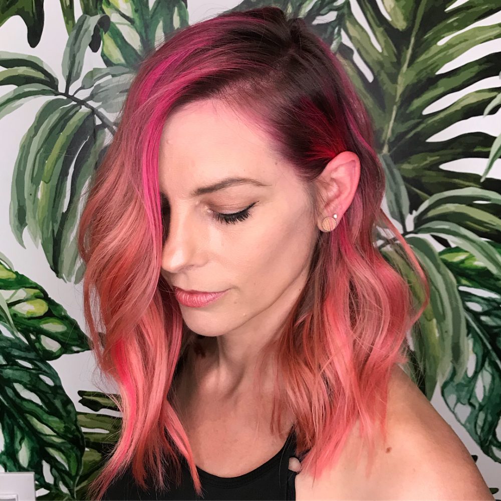 Peach Ombre with a Deep Side Part for Women with Square Faces