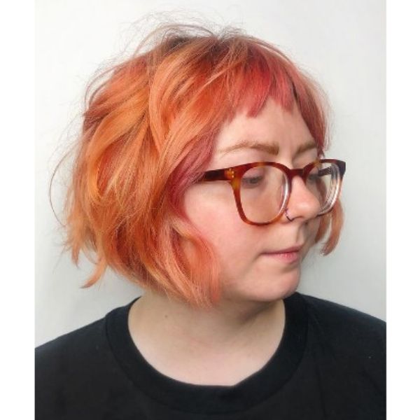 Peach Piecey Wavy With Baby Bangs