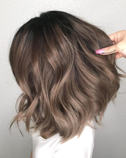 Picture of a flawless ash brown shoulder-length hair