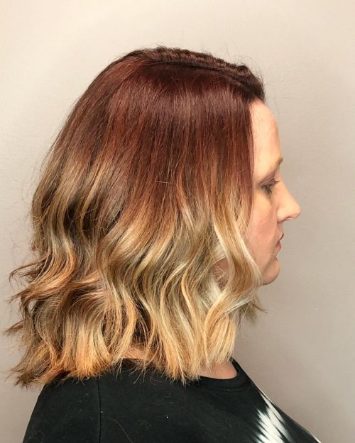 Picture of a sunflower inspired shoulder-length ombre