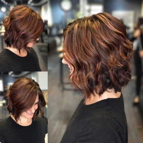 Picture of a warm auburn tones shoulder-length hair