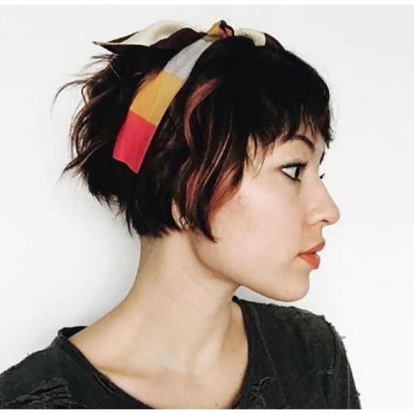 Pixie Curly Bob With Headband And Subtle Highlights