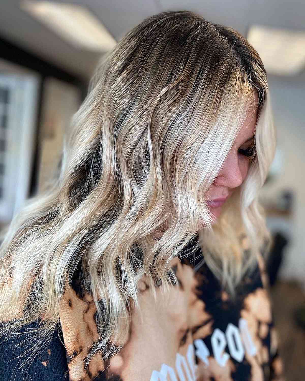 Platinum Balayage Blonde Ombre on Brown Hair