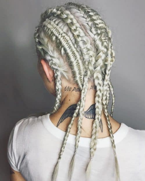 Platinum blonde cornrows