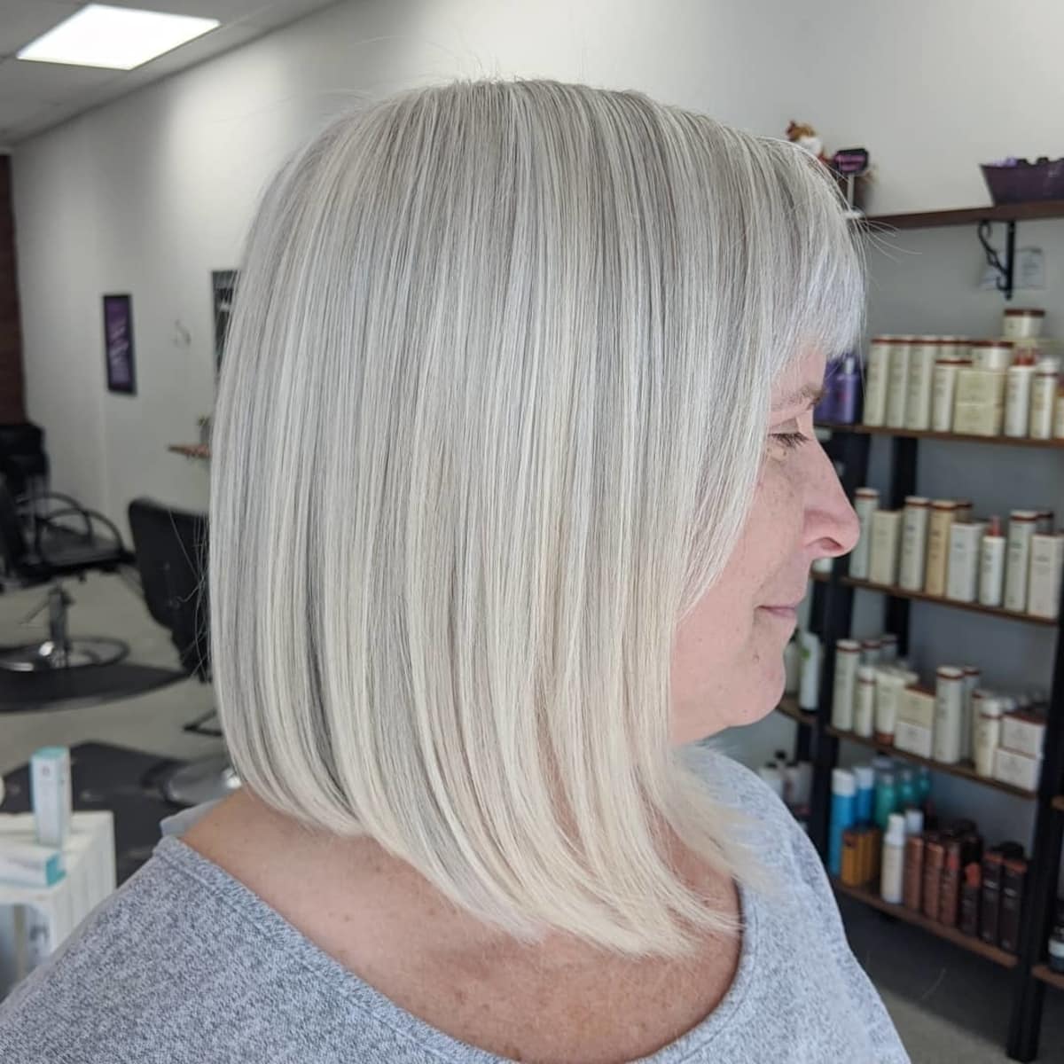 Platinum colored hair for older blondes