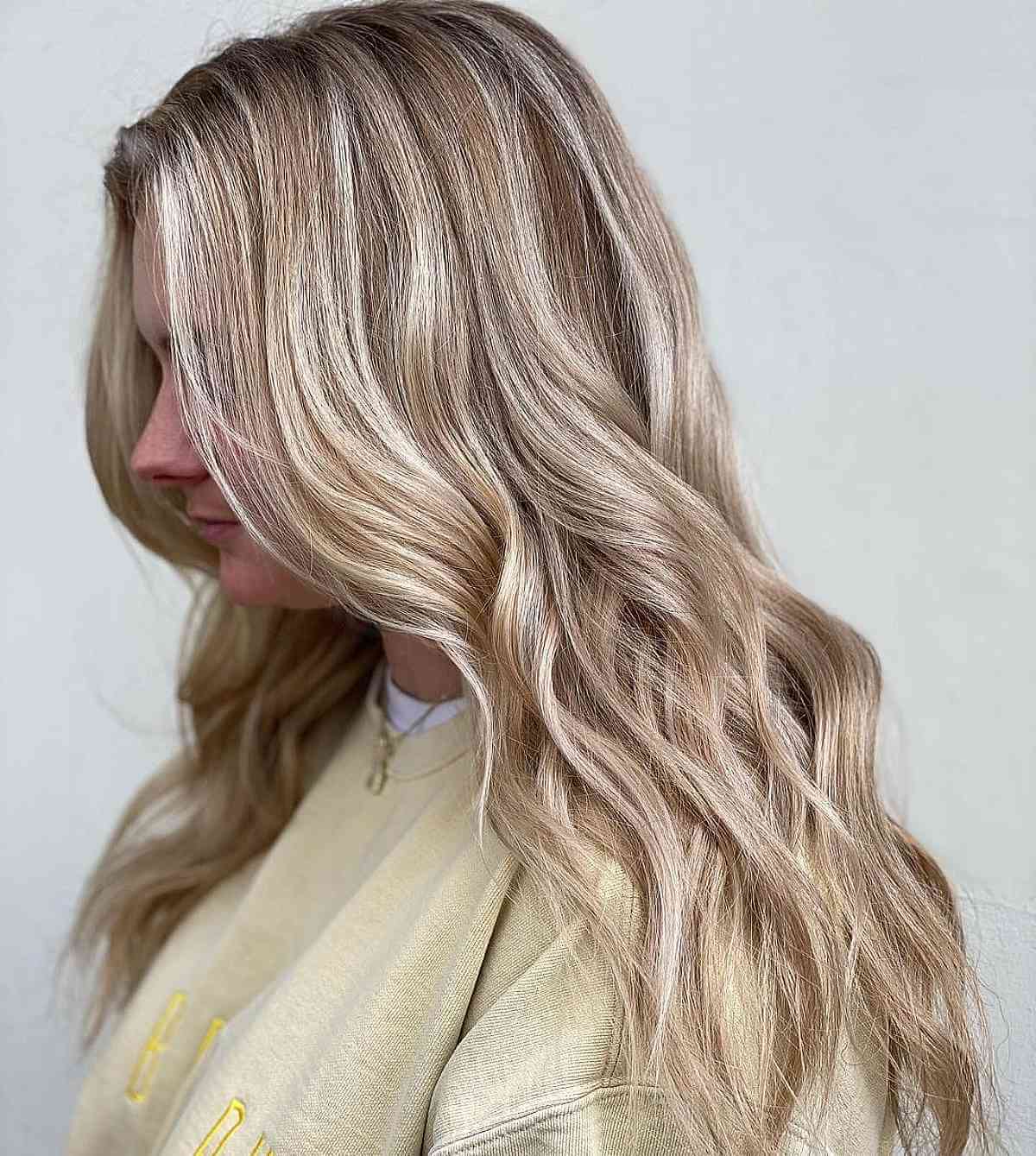 Platinum Streaks on Honey Blonde Hair