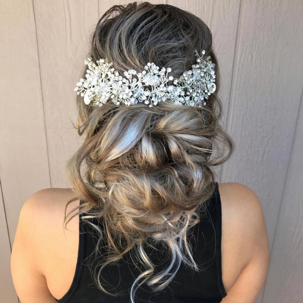 Prom Up-Do with Messy Strands for Long Blonde Hair