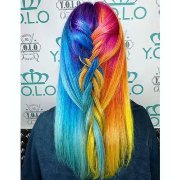 Rainbow Loose Half Braid for Medium Hair