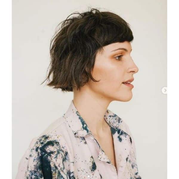 Razor Curly Bob Hair With Round Bangs