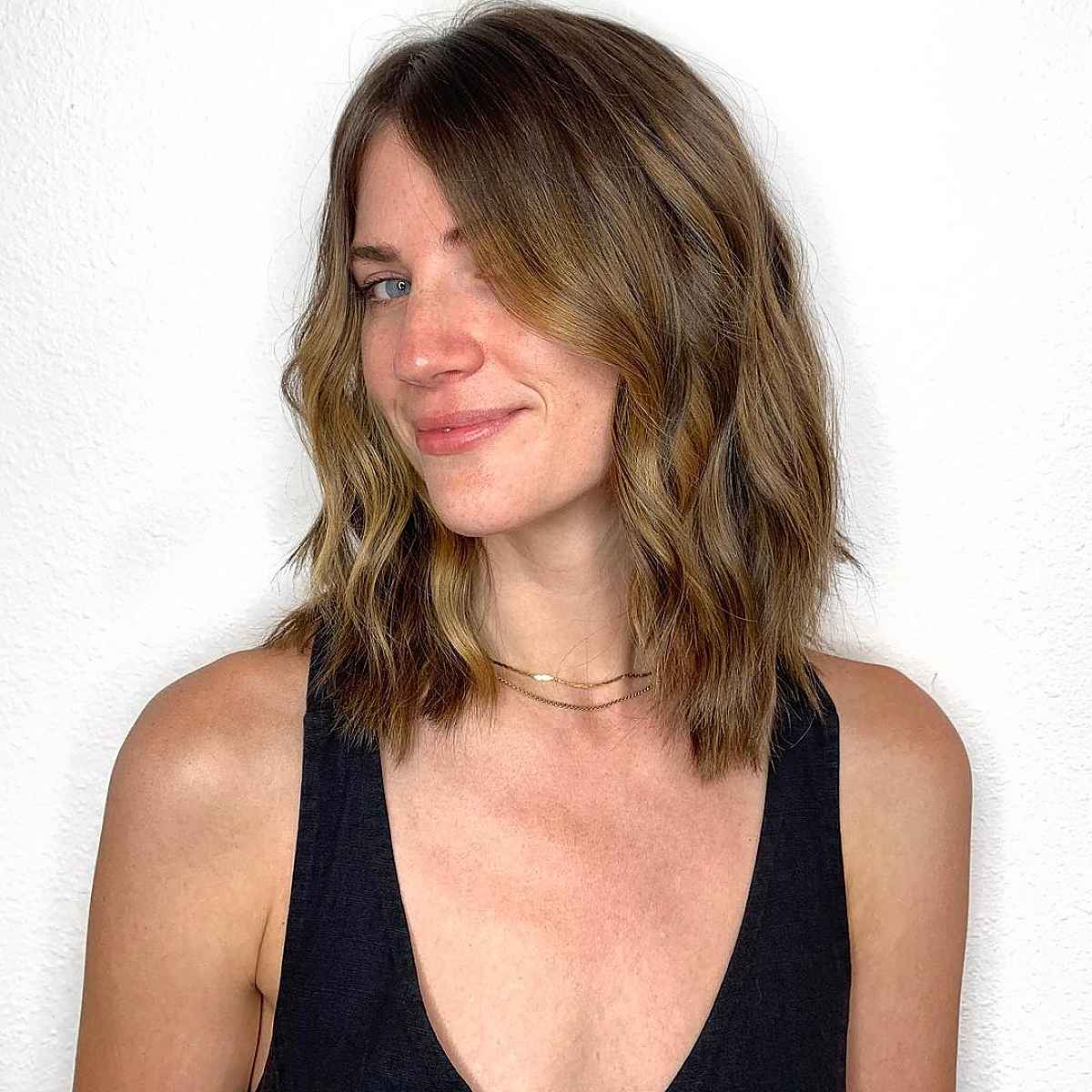 Razored Medium-Length Cut for Thick Hair