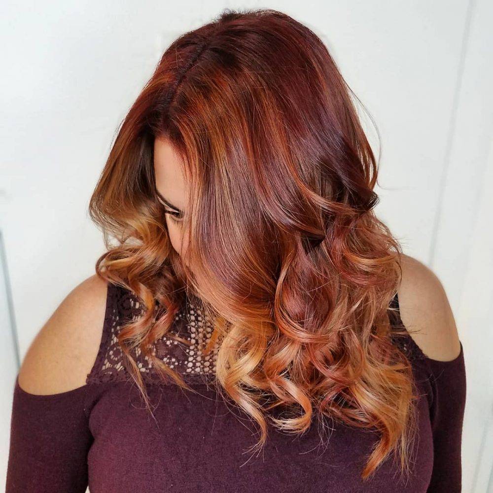 Red and Rose Gold Balayage