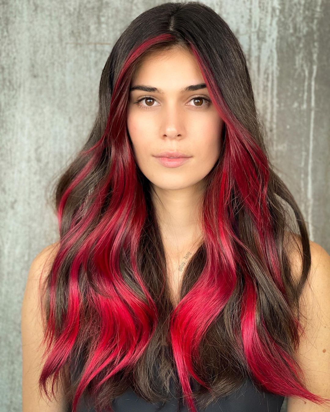 Red Front Highlights for Dark Hair