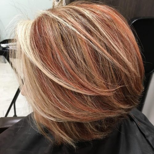 Red Hair with Blonde Highlights for Older Women