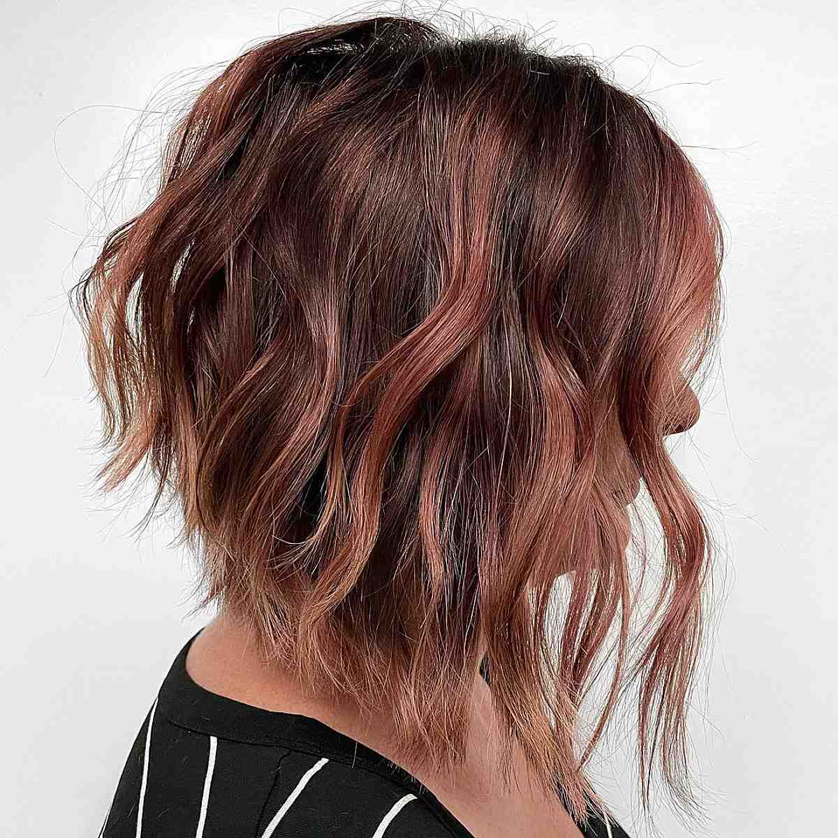 red toned a-line bob haircut