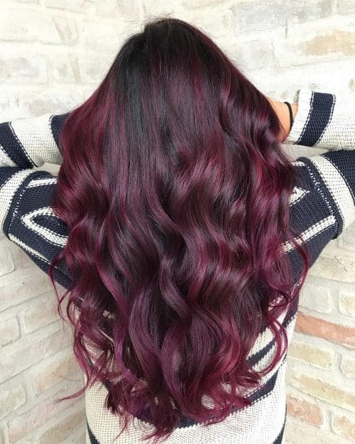 Red Wine Balayage on Black Base