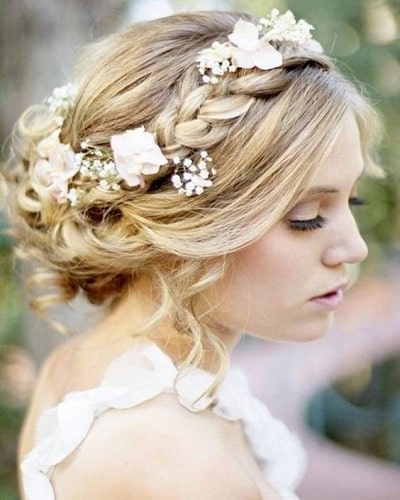Romantic Crown Braided Wedding Hairstyles for Long Hair